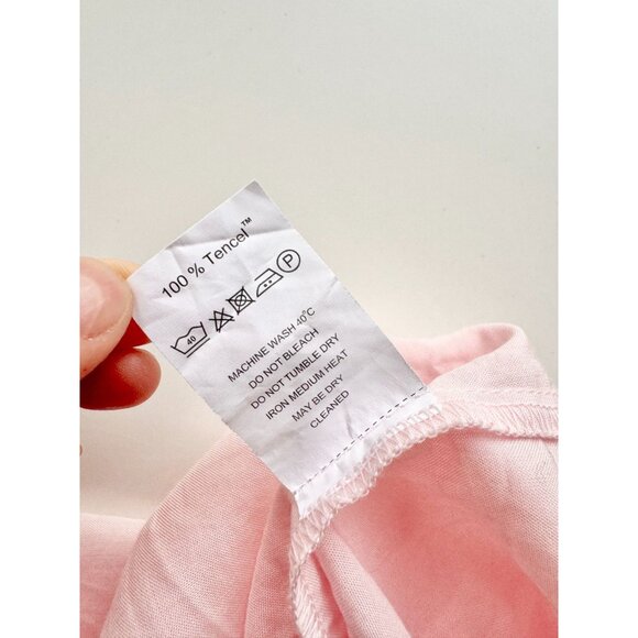 STEVIE AURA Milky Way Light Pink Tencel Twill V-Neck Column Maxi Dress, Size M - Picture 11 of 12